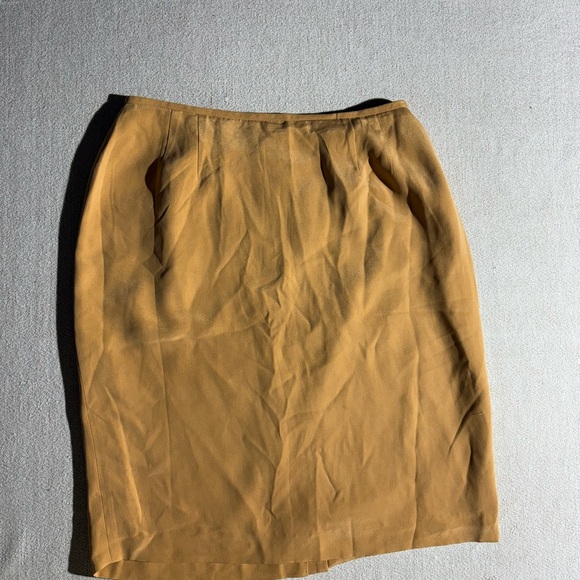 Kasper & Company VINTAGE Silk Tan Pencil Skirt - Picture 2 of 7
